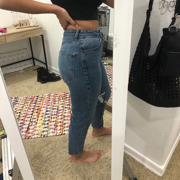 Topshop dark blue denim high waisted mom jeans - Picture 4 of 5
